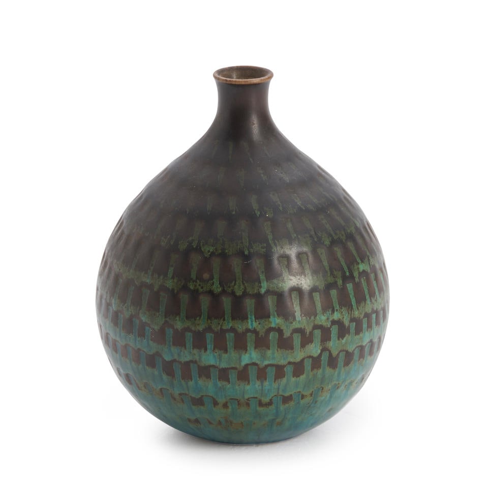 Stig Lindberg (1916-1982) Vase, Sweden. c. 1965, glazed stoneware, incised signature and studio ... (1 of 2)