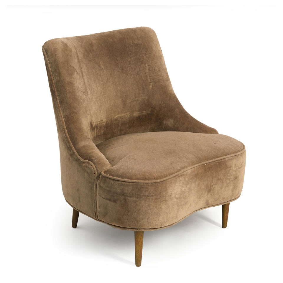 Edward Wormley (1907-1995) for Dunbar Model 5106 'Teardrop' Lounge Chair, Berne, Indiana, design... (1 of 2)