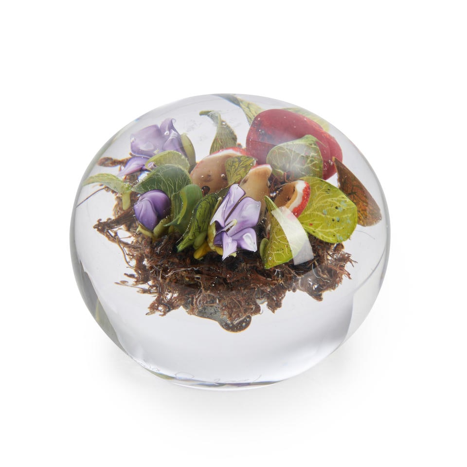 Paul Stankard (b. 1943) Botanical Paperweight with Face in Roots, United States, dated 2001, inc... (1 of 4)