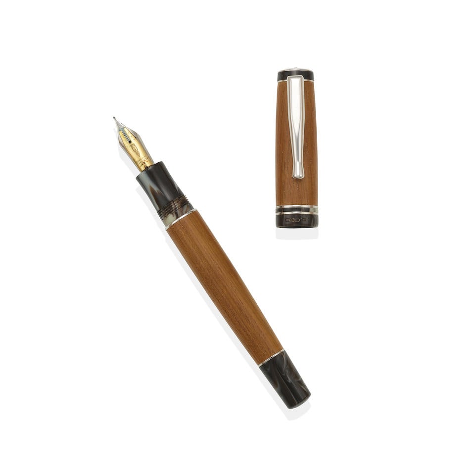 DELTA. A LIMITED EDITION WOOD, RESIN AND RHODIUM FOUNTAIN PEN (1 of 1)