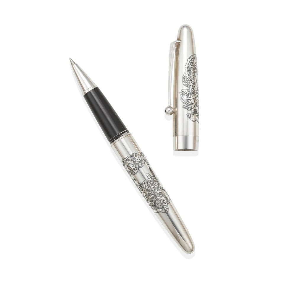 Pilot. A Sterling Silver Engraved Rollerball Pen Auction