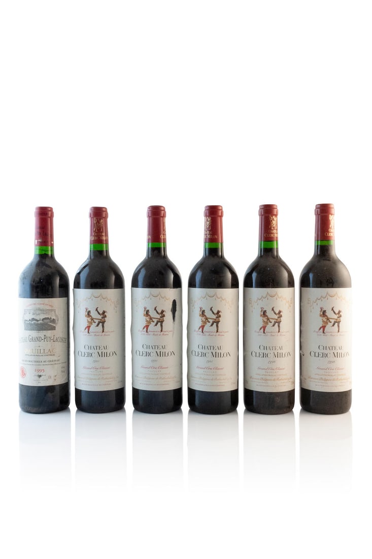 Château Pichon-Longueville Baron 1995, Pauillac 2me Cru Classé (5) Château Grand-...: Château Pichon-Longueville Baron 1995 (5) Pauillac 2me Cru Classé (into neck; bin-soiled labels) Château Grand-Puy-Lacoste 1995 (1) Pauillac 5me Cru Classé (into neck; bin-soiled &