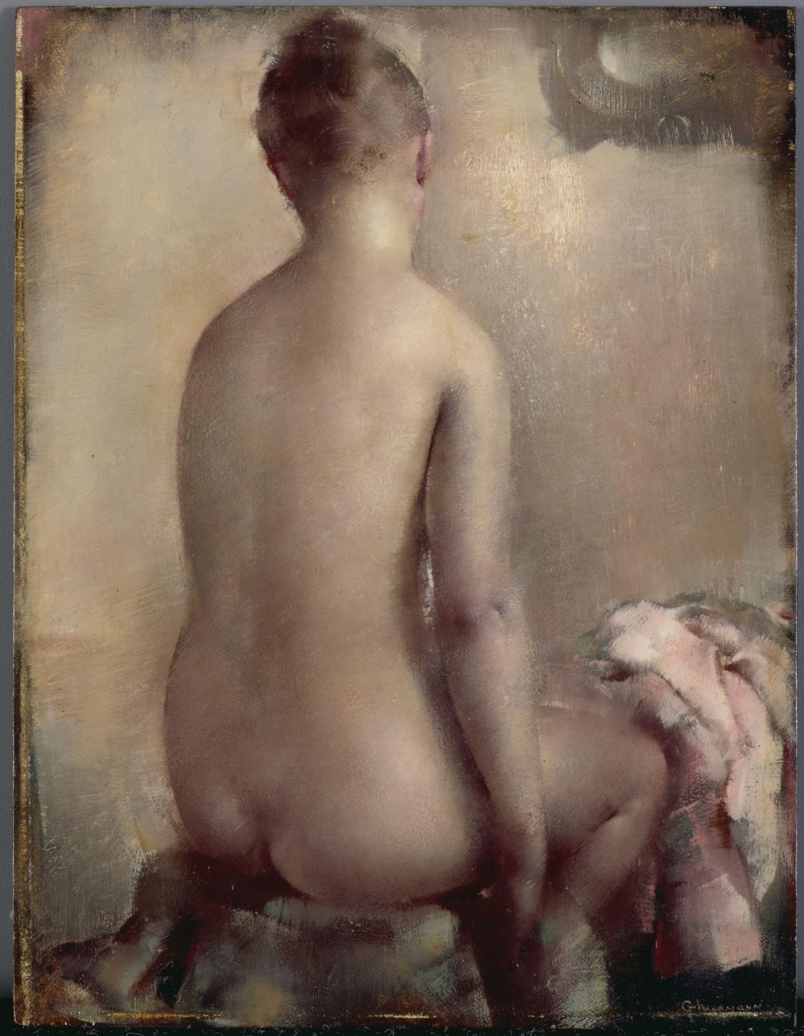 Grigory Gluckmann (Viciebsk 1898-1973 Los Angeles) Nu assis: Grigory Gluckmann (Viciebsk 1898-1973 Los Angeles) Nu assis signé en latin (en bas à droite) huile sur carton signed in latin (lower right) oil on board 35 x 26.5cm (13 3/4 x 10 7/16in).