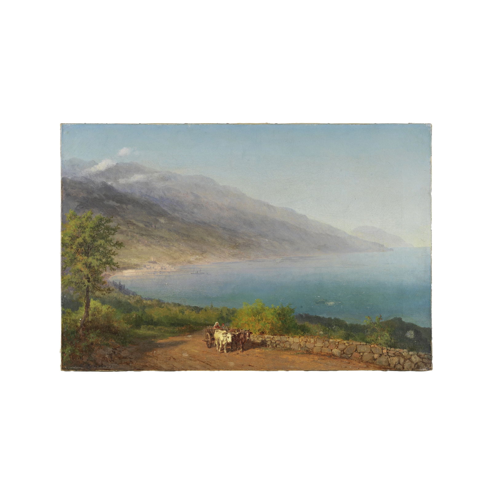 Konstantin Philippov (Yalta 1830-1878) Paysage de bord de mer, avec une charrette tirée par... (1 of 1)