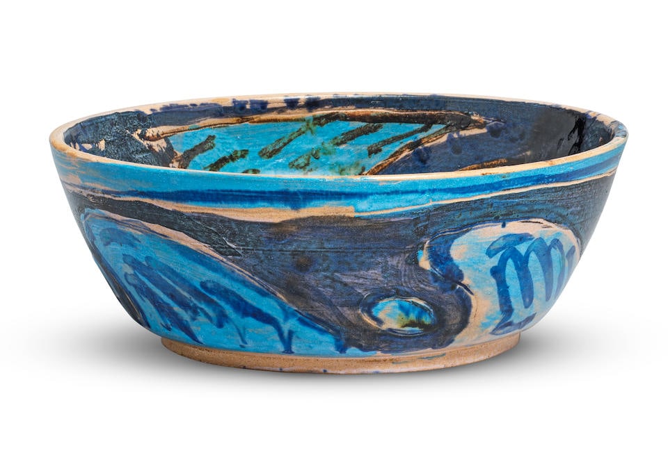 Quentin Bell (British, 1910-1996) For Fulham Pottery: Quentin Bell (British, 1910-1996) For Fulham Pottery A hand painted glazed stoneware bowl, thrown by Victoria (Vicki) Walton and decorated by Quentin Bell, circa 1985 26 cm. (10 1/4 in.) diameter sta