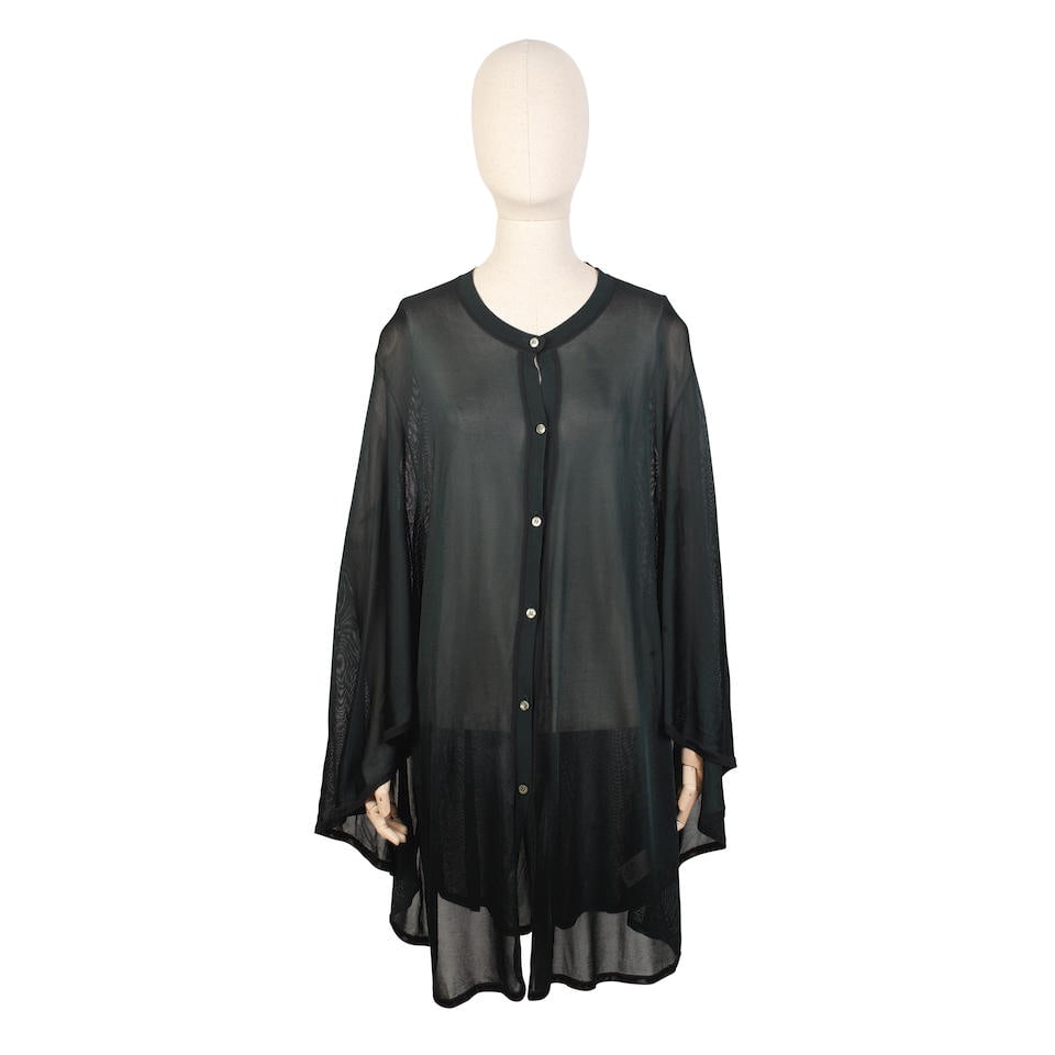 Hermès: a Dark Green and Blue Cape Cardigan (includes box) (1 of 2)