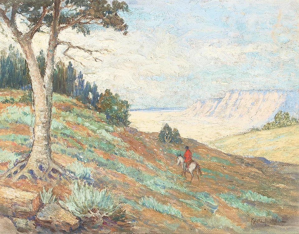 Carl (Karl) Everton Moon (1879-1948) Indians in the Mountains 6 x 8 in. framed 9 1/4 x 11 in. (1 of 2)