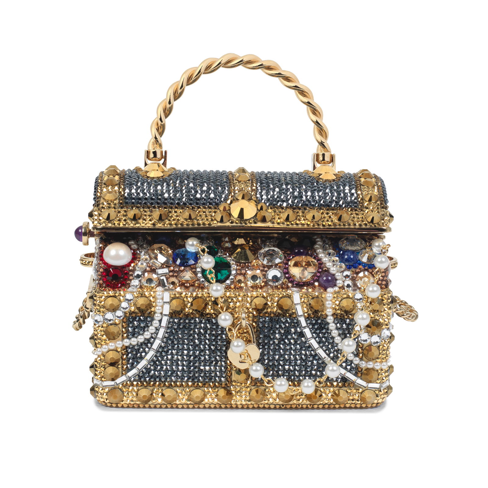 Judith Leiber: a Gold 'Sunken Treasure Chest' Clutch Bag 2022 (includes chain shoulder strap, au... (1 of 1)