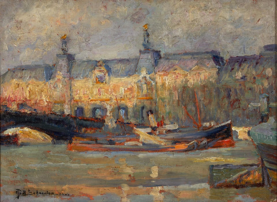 OTTO HENRY SCHNEIDER (American, 1865-1950) The Louvre Across the Seine, Paris  (13 x 17 3/4 in (... (1 of 4)