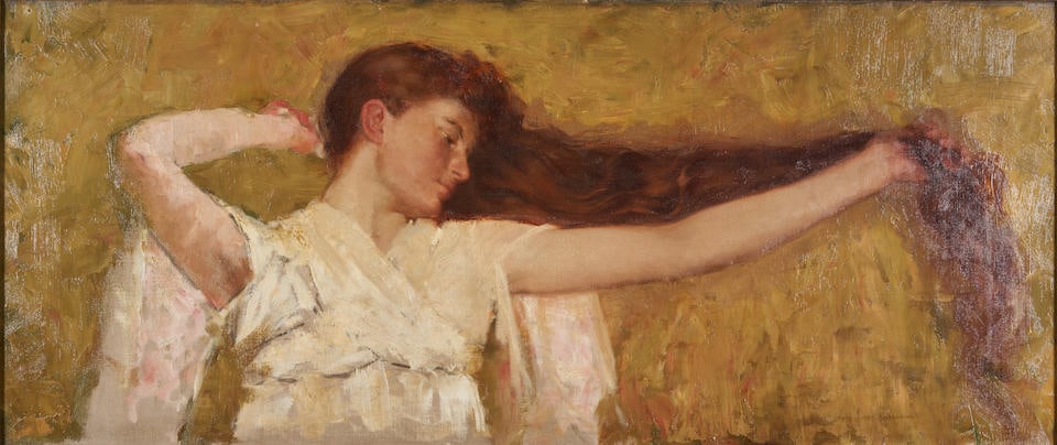 MARY CURTIS RICHARDSON (American, 1848-1931) Red Hair No. 1 (19 11/16 x 47 1/16 in (50.0 x 119.6... (1 of 4)