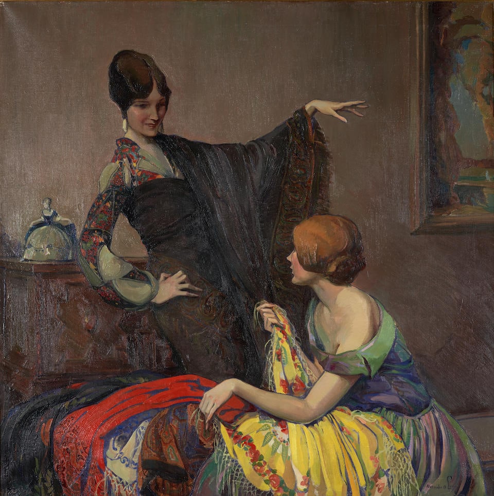 ALEXANDER OSCAR LEVY (American, 1881-1947) Shawls (36 x 36 in (91.4 x 91.4 cm)framed 44 1/4 x 44... (1 of 4)