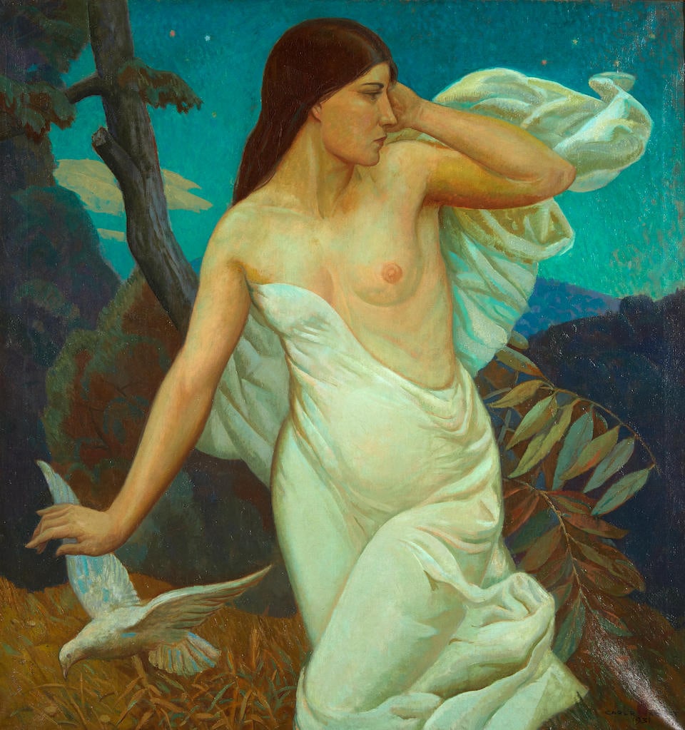 CARL RUDOLPH KRAFFT (American, 1884-1938) Twilight (40 x 38 in (101.6 x 96.5 cm)framed 47 1/4 x ... (1 of 4)