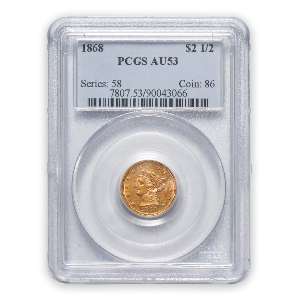 United States 1868 Liberty Head $2.50 Quarter Eagle Gold Coin. (1 of 3)