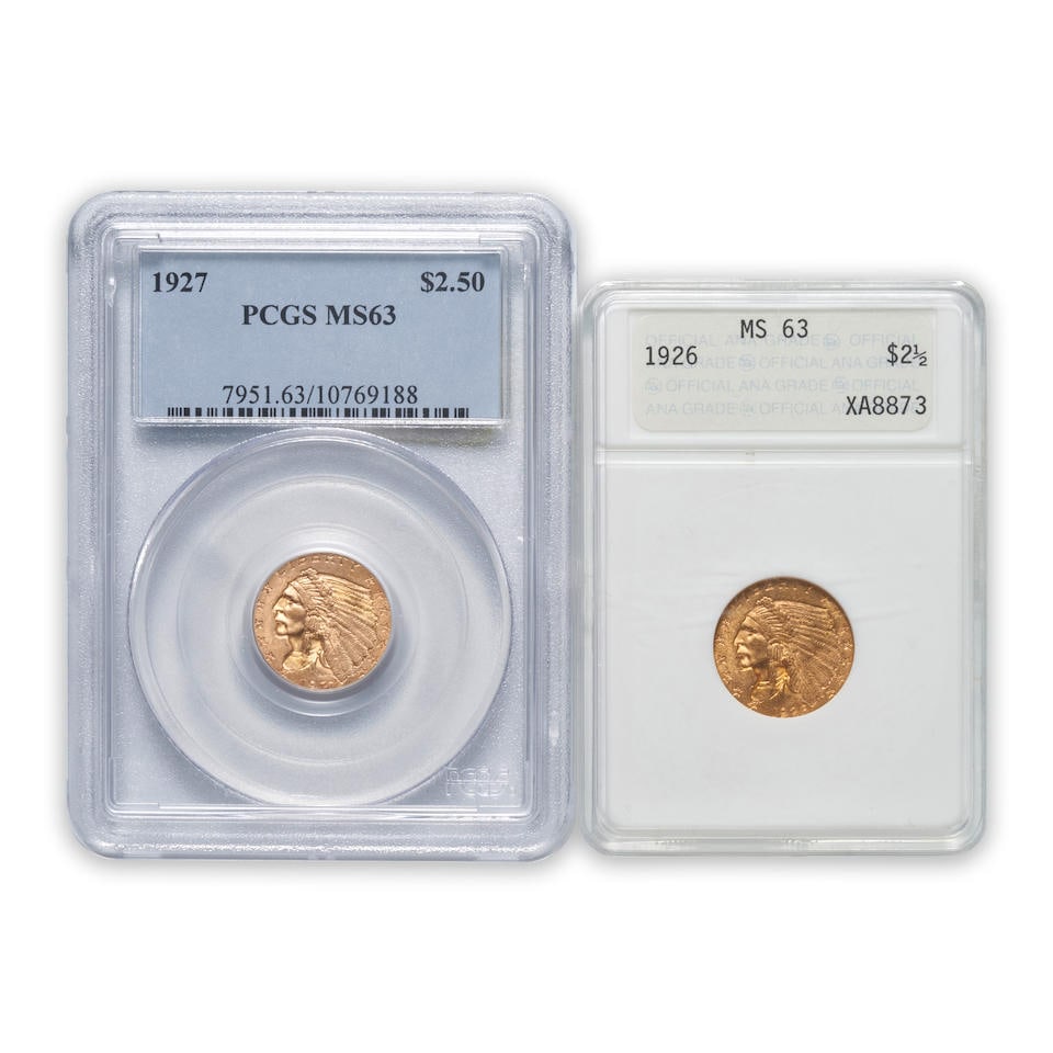 United States Two Indian Head $2.50 Quarter Eagle Gold Coins. (1 of 5)