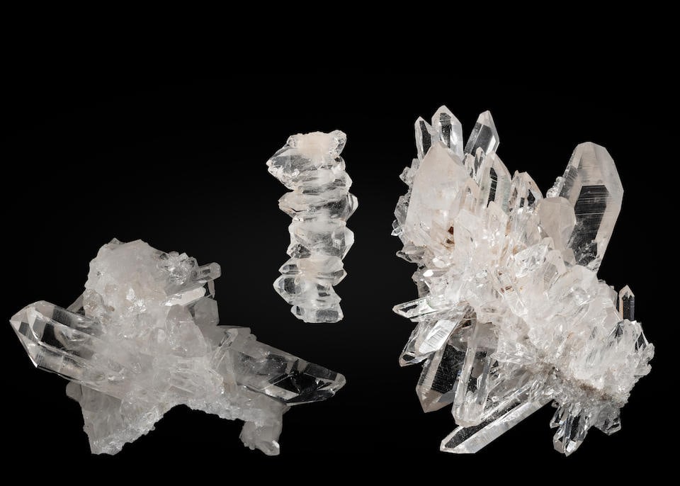 Three Crystal Clear Quartzes (1 of 2)