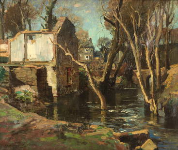 Samuel John Lamorna Birch, RA, RWS, RWA (British, 1869-1955) River landscape: Samuel John Lamorna Birch, RA, RWS, RWA (British, 1869-1955) River landscape signed 'S.J.Lamorna Birch.' (lower left) oil on canvas 52 x 61cm (20 1/2 x 24in). Footnotes: Provenance