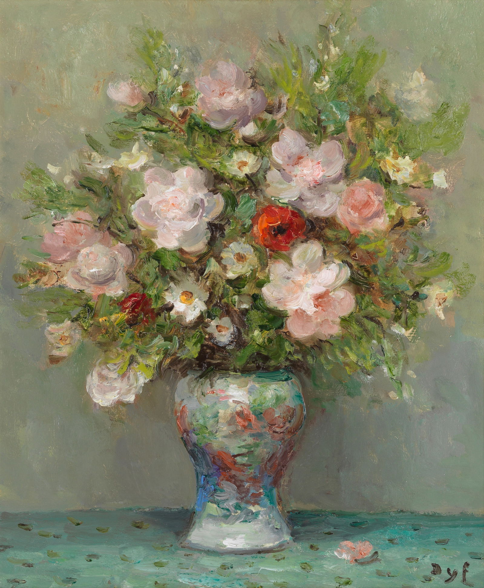 Marcel Dyf (French, 1899-1985) Fleurs: Marcel Dyf (French, 1899-1985) Fleurs signed 'Dyf' (lower right) oil on canvas 55 x 46.3cm (21 5/8 x 18 1/4in). Footnotes: The authenticity of this work has kindly been confirmed by