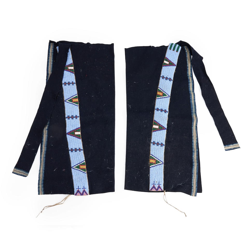 A pair of Plains beaded cloth leggings lg. 27 1/2, wd. 13 in. (1 of 3)