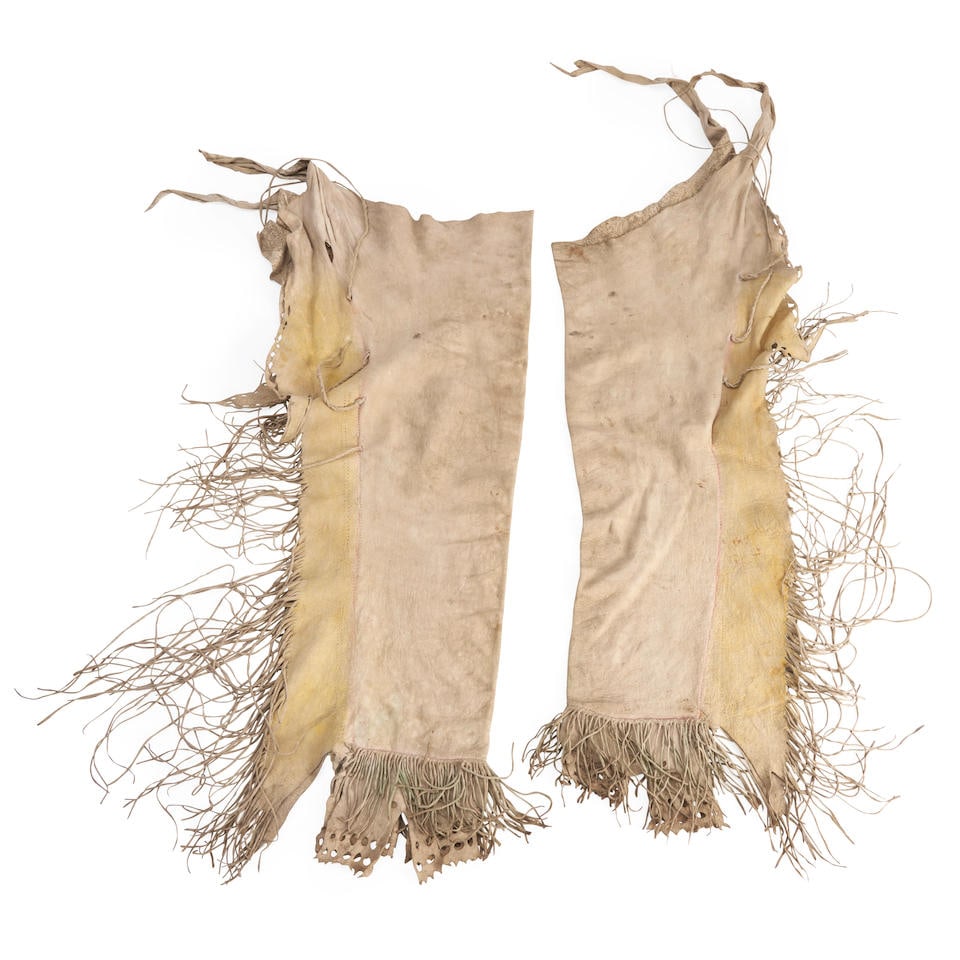 Two pair of Plains hide fringed leggings lg. 34 and 32 in. (1 of 4)