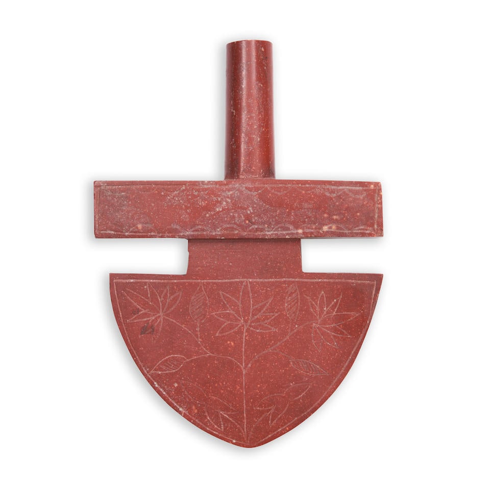 A Plains catlinite pipe bowl ht. 6 1/2, wd. 4 1/2 in. (1 of 3)