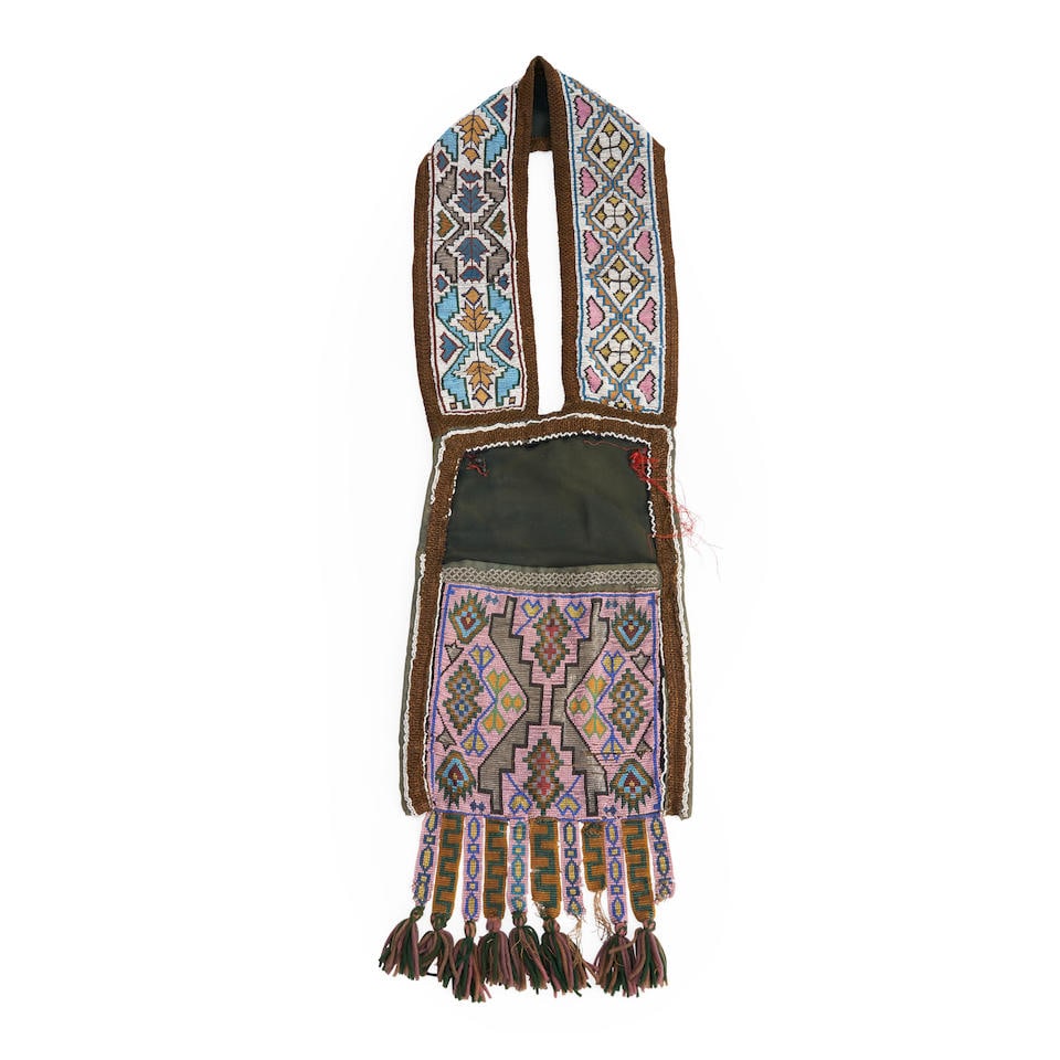 A Great Lakes beaded cloth bandolier bag  lg. 36 in. (1 of 3)