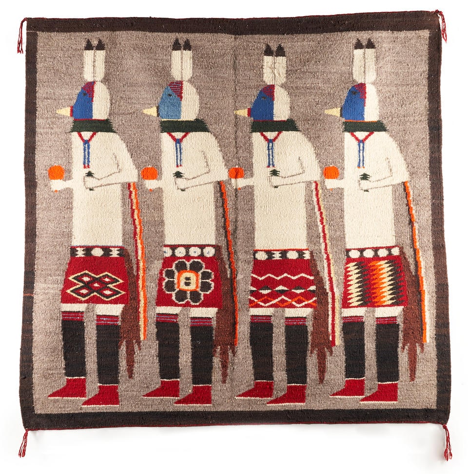 A Diné (Navajo) Gallegos four Yeibichai weaving 48 x 46 in. (1 of 2)