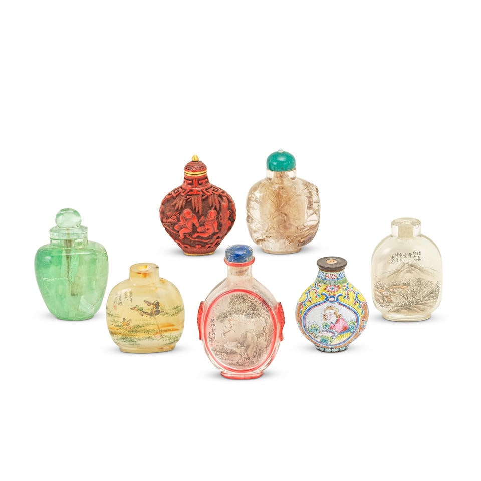 A COLLECTION OF SEVEN SNUFF BOTTLES One signed Wang Xisan (1938-), cyclically dated renyi year, ... (1 of 1)