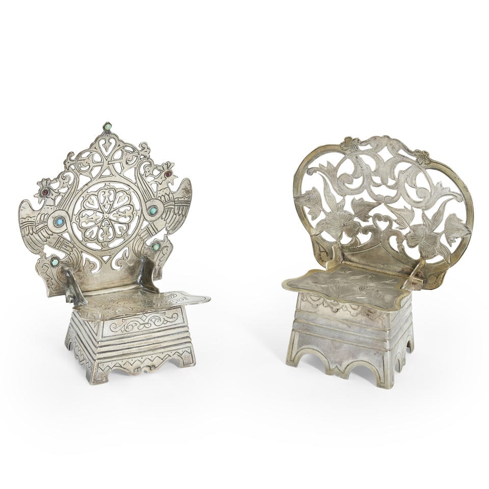 Two Russian .875 Silver Salt Thrones, (1 of 2)