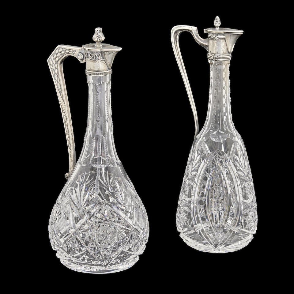 Two Russian .875 Silver and Cut Glass Decanters, (1 of 1)