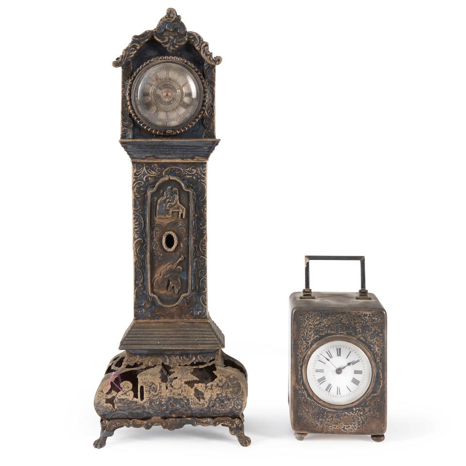 Two European Silver Miniature Figural Timepieces, (1 of 1)