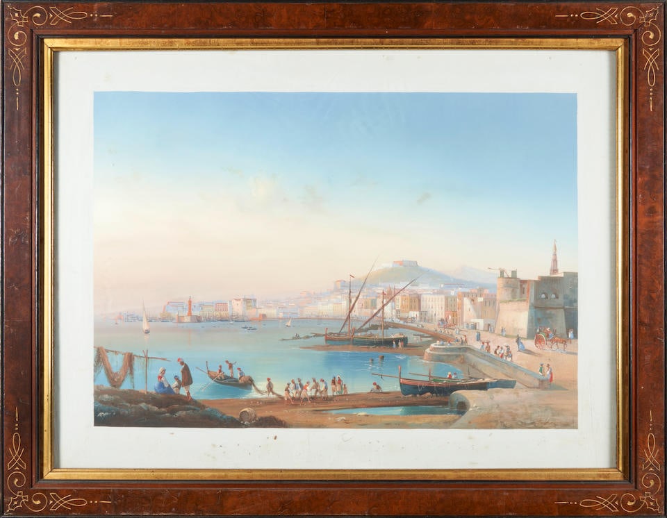 After Gioacchino La Pira, Italian (19th century) Bay of Naples from Carmine framed 67.75 x 87.0 ... (1 of 1)