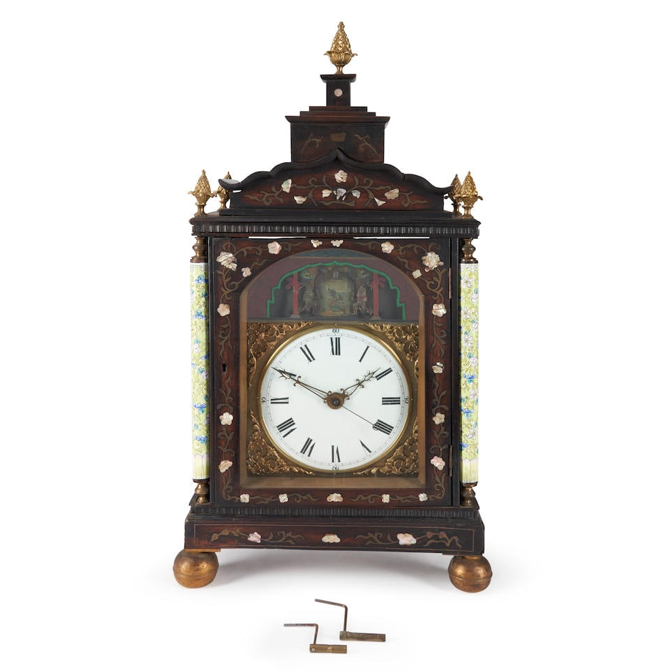 Mother of Pearl and Brass Inlaid Bracket Clock, 19th century, (1 of 1)