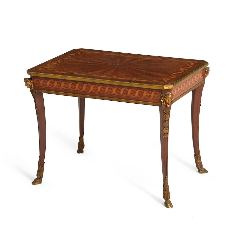 Louix XVI-style Bronze Mounted Marquetry Side Table, France, 19th century, (1 of 1)