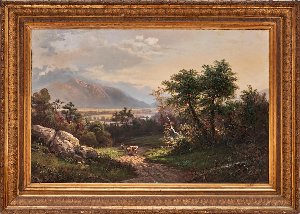 C.  Sommers (American, 19th century) Herding Cattle Along a Mountain Path framed 102.0 x 143.0 x... (1 of 2)
