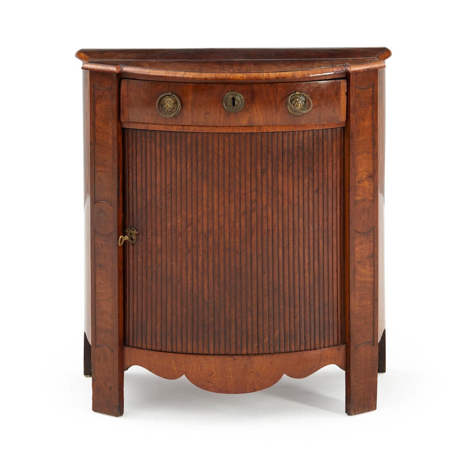 Dutch Walnut Tambour Fronted Cabinet, Holland, late 18th/early 19th century, (1 of 2)