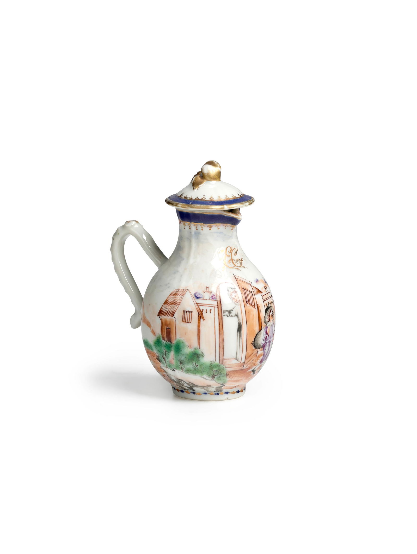 A 'GOING TO SCHOOL' CHINESE EXPORT FAMILLE ROSE MINIATURE CREAMER Jiaqing, circa 1810-1815 (1 of 1)