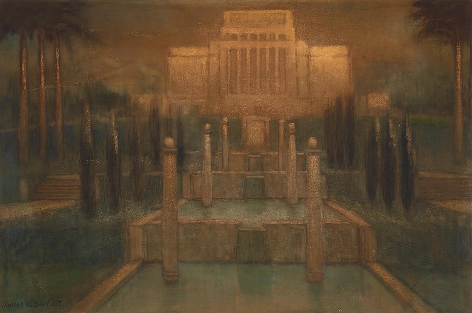 Charles William Bartlett (1860-1940) Mormon Temple, Lāʻie, Oʻahu 20 1/2 x 30 1/2 ... (1 of 2)