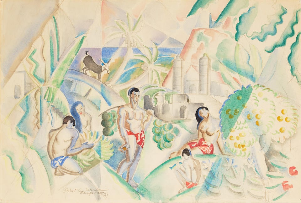 Robert Eskridge (1891-1975) Manga Reva 15 x 22 in. (38.1 x 55.9 cm) Painted in 1929.: Robert Eskridge (1891-1975) Manga Reva signed, titled and dated 'Robert Lee Eskridge '29' (lower left) watercolor and graphite on paper 15 x 22 in. (38.1 x 55.9 cm) Painted in 1929. Footnotes: Provena