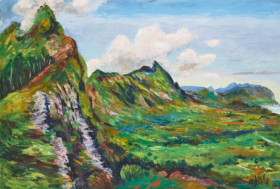 Sunao Hironaka (1903-1990) Nuʻuanu Pali Lookout, Oʻahu 26 x 38 in. (66 x 96.5 cm) (Pai... (1 of 2)