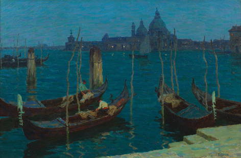 Terrick John Williams, RA (British, 1860-1936) Santa Maria della Salute, Twilight: Terrick John Williams, RA (British, 1860-1936) Santa Maria della Salute, Twilight signed 'Terrick Williams' (lower right); further signed, titled and dated 'S. Maria della Salute, Twilight./by/ Terric