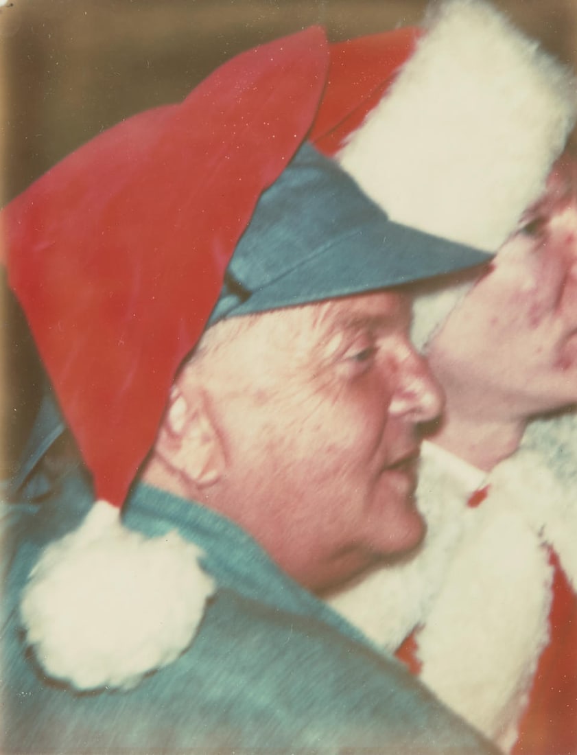 Brigid Berlin (1939-2020); Truman Capote and Andy Warhol Dressed for Christmas (profile view); (1 of 2)