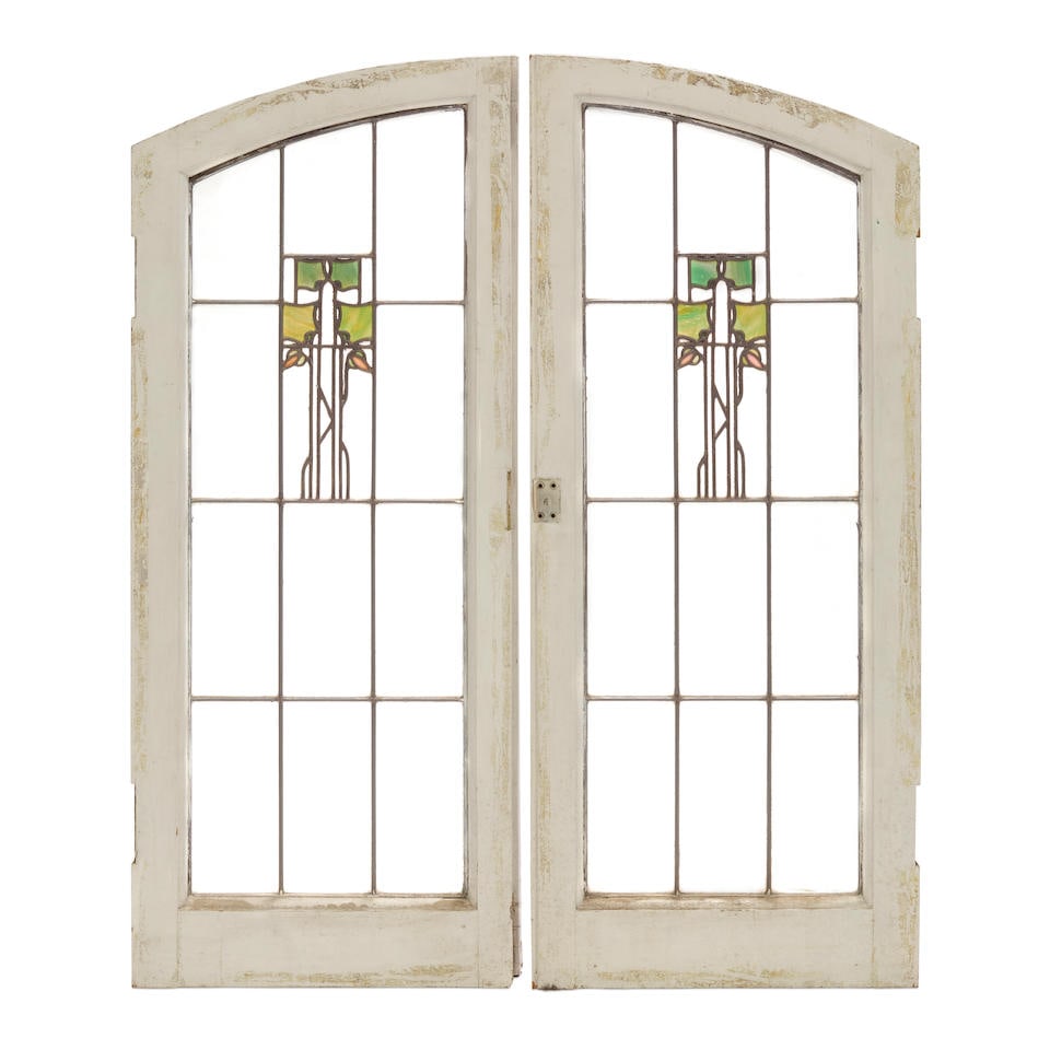 GEORGE WASHINGTON MAHER (1864-1926) Pair of Hollyhock Windows1906from the Charles Hosmer Morse r... (1 of 1)