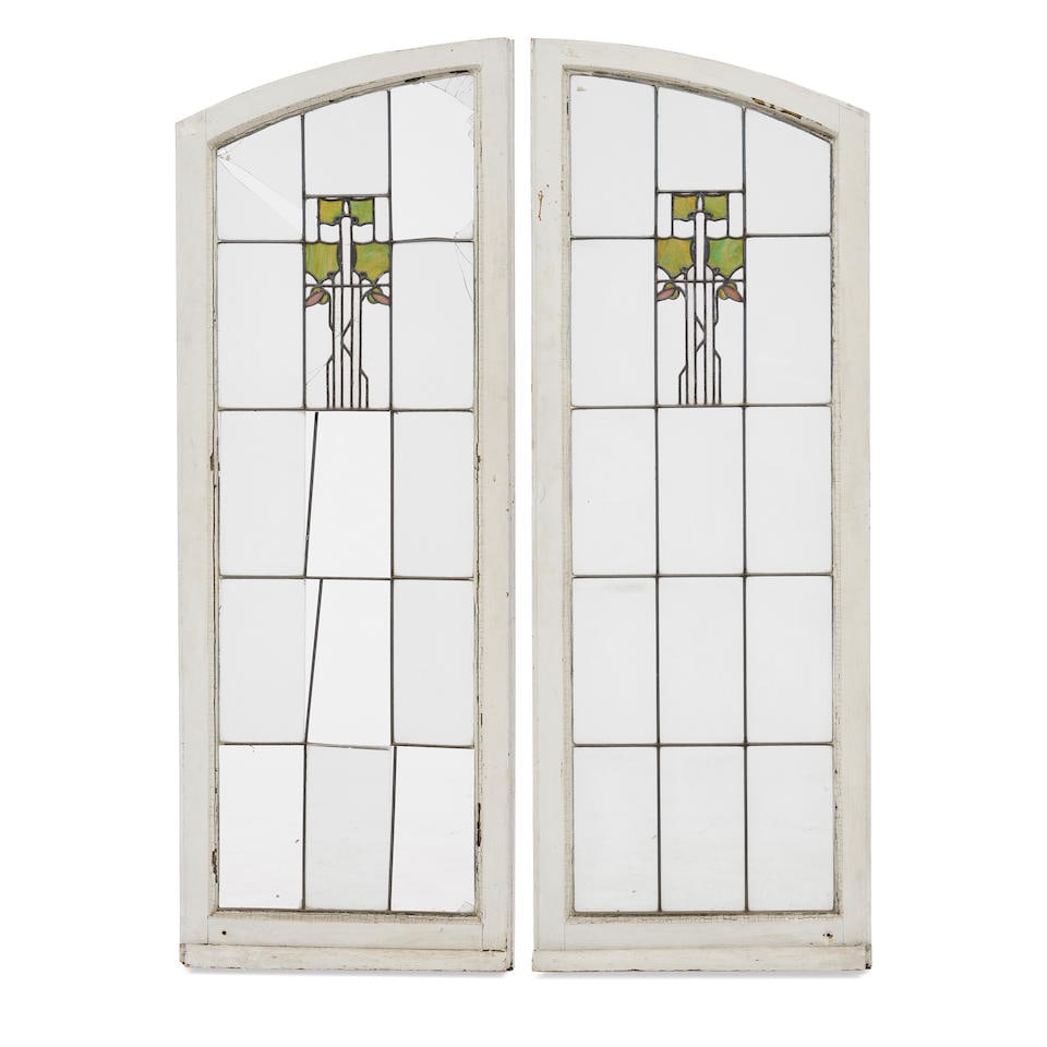 GEORGE WASHINGTON MAHER (1864-1926) Pair of Hollyhock Windows1906from the Charles Hosmer Morse r... (1 of 1)