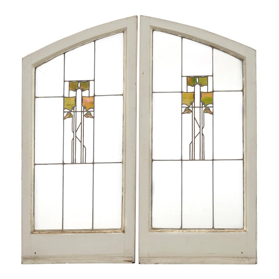 GEORGE WASHINGTON MAHER (1864-1926) Pair of Hollyhock Windows1906from the Charles Hosmer Morse r... (1 of 1)