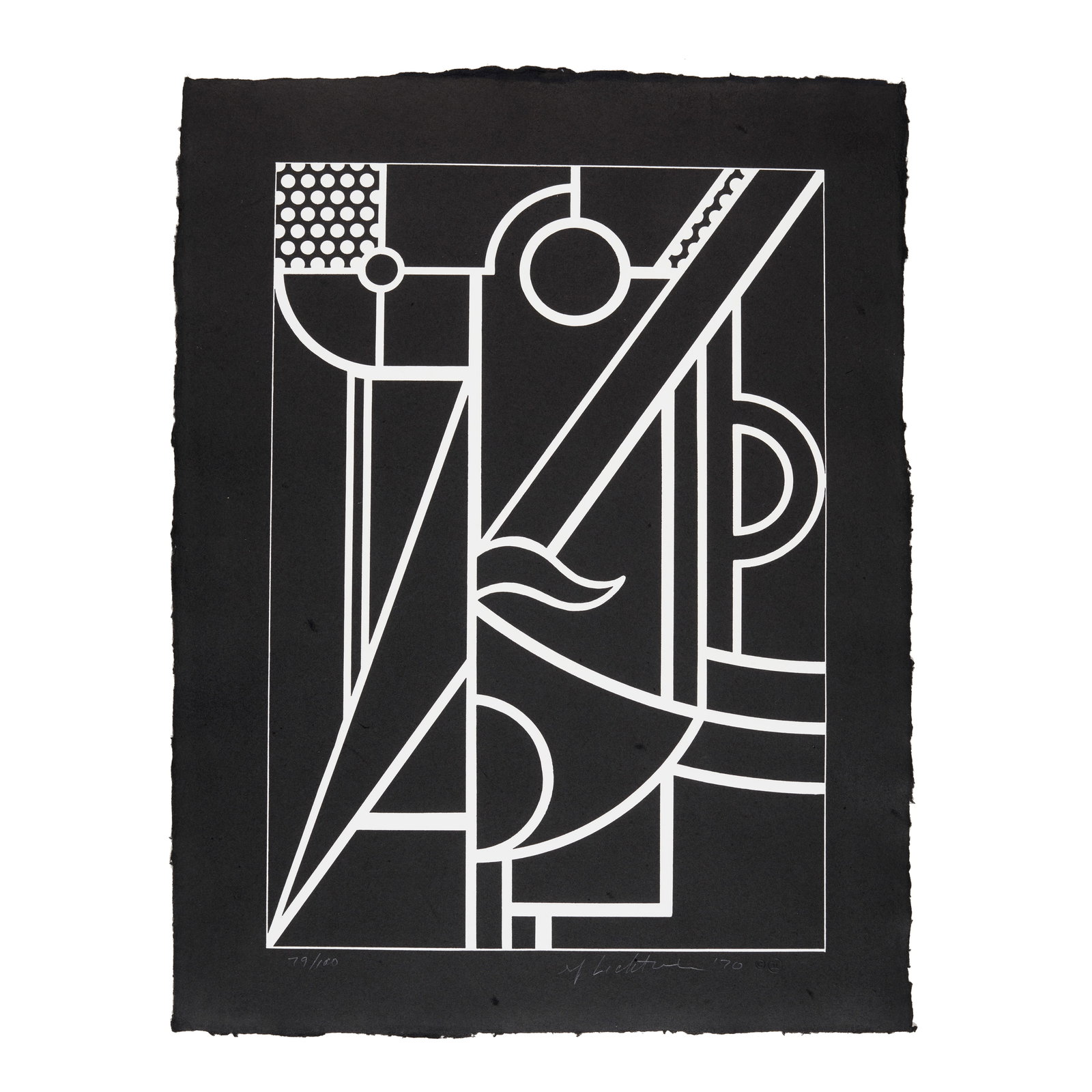 Roy Lichtenstein (1923-1997); Modern Head #3, from Modern Head Series;: Roy Lichtenstein (1923-1997) Modern Head #3, from Modern Head Series (Corlett 93, Gemini 244), 1970 Line-cut with embossing on handmade Waterleaf paper, signed in pencil, dated and numbered 79/100 (th