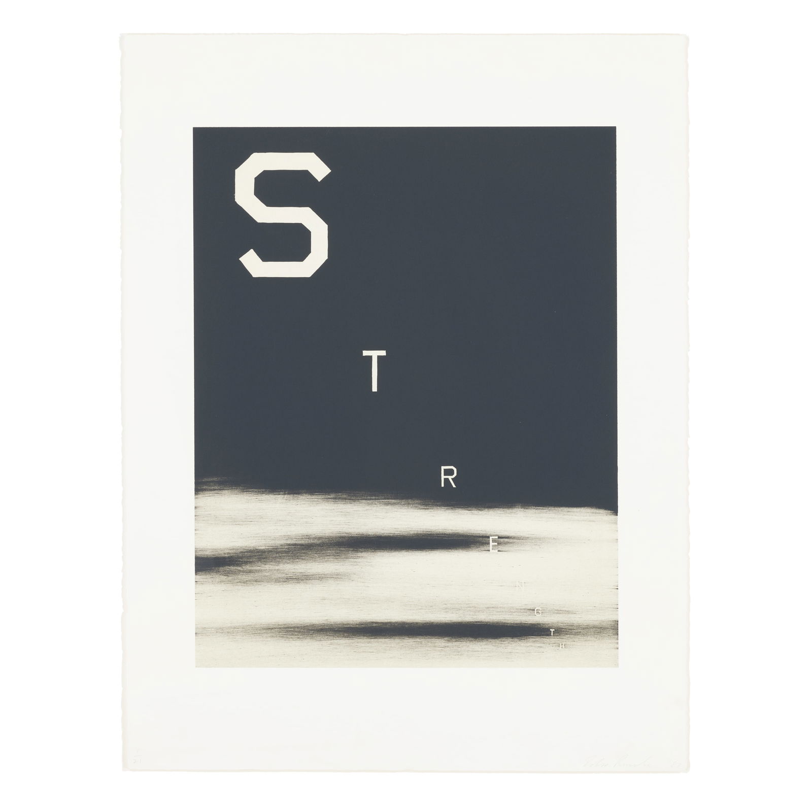 Ed Ruscha (born 1937); Strength;: Ed Ruscha (born 1937) Strength (Engberg 133), 1983 Lithograph in colors on wove paper, signed in pencil, dated and numbered 1/21 (there were also 3 artist's proofs), with the blindstamp of the publish