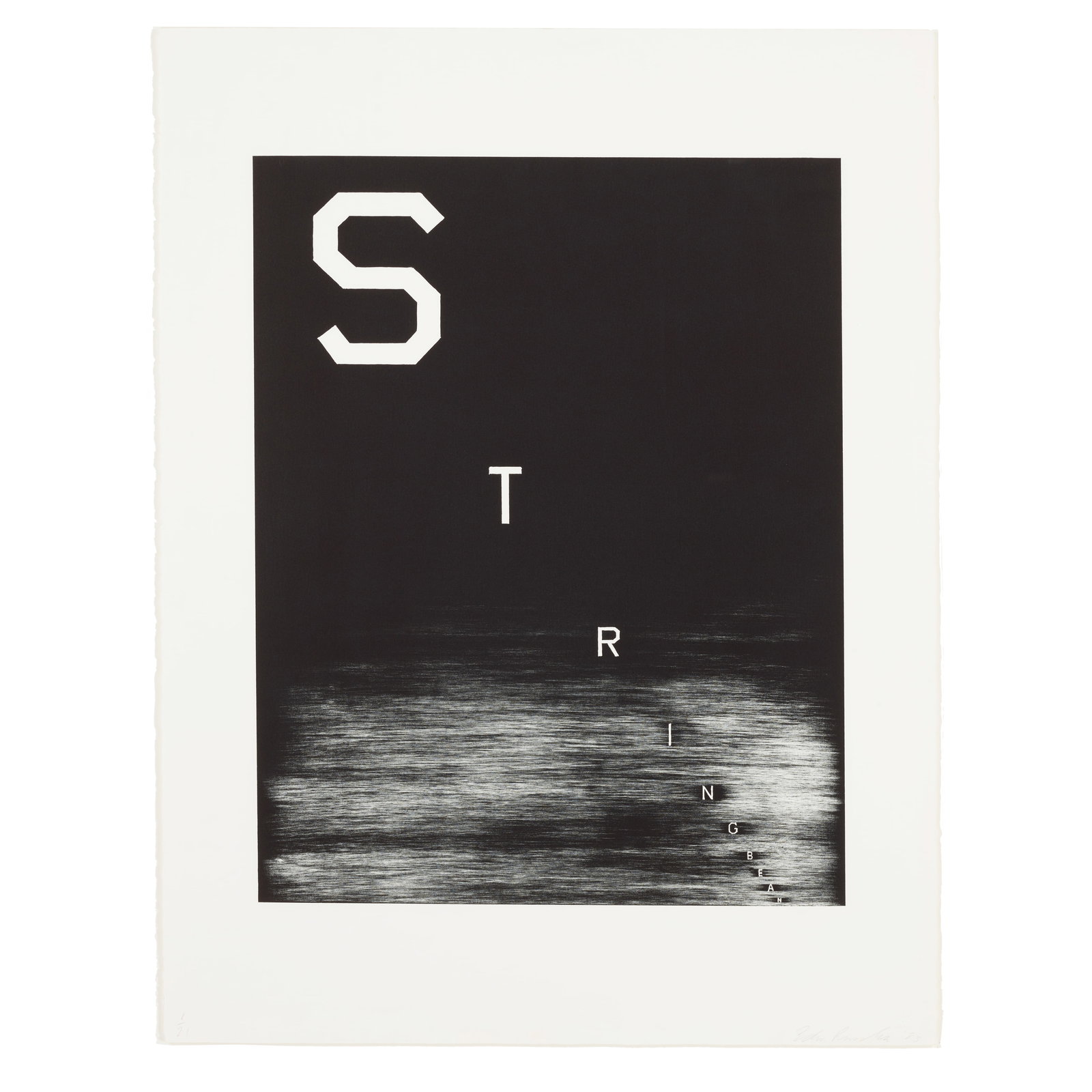 Ed Ruscha (born 1937); Stringbean;: Ed Ruscha (born 1937) Stringbean (Engberg 134), 1983 Lithograph on wove paper, signed in pencil, dated and numbered 1/21, with the blindstamp of the publisher/printer, University of Houston, Texas, wi