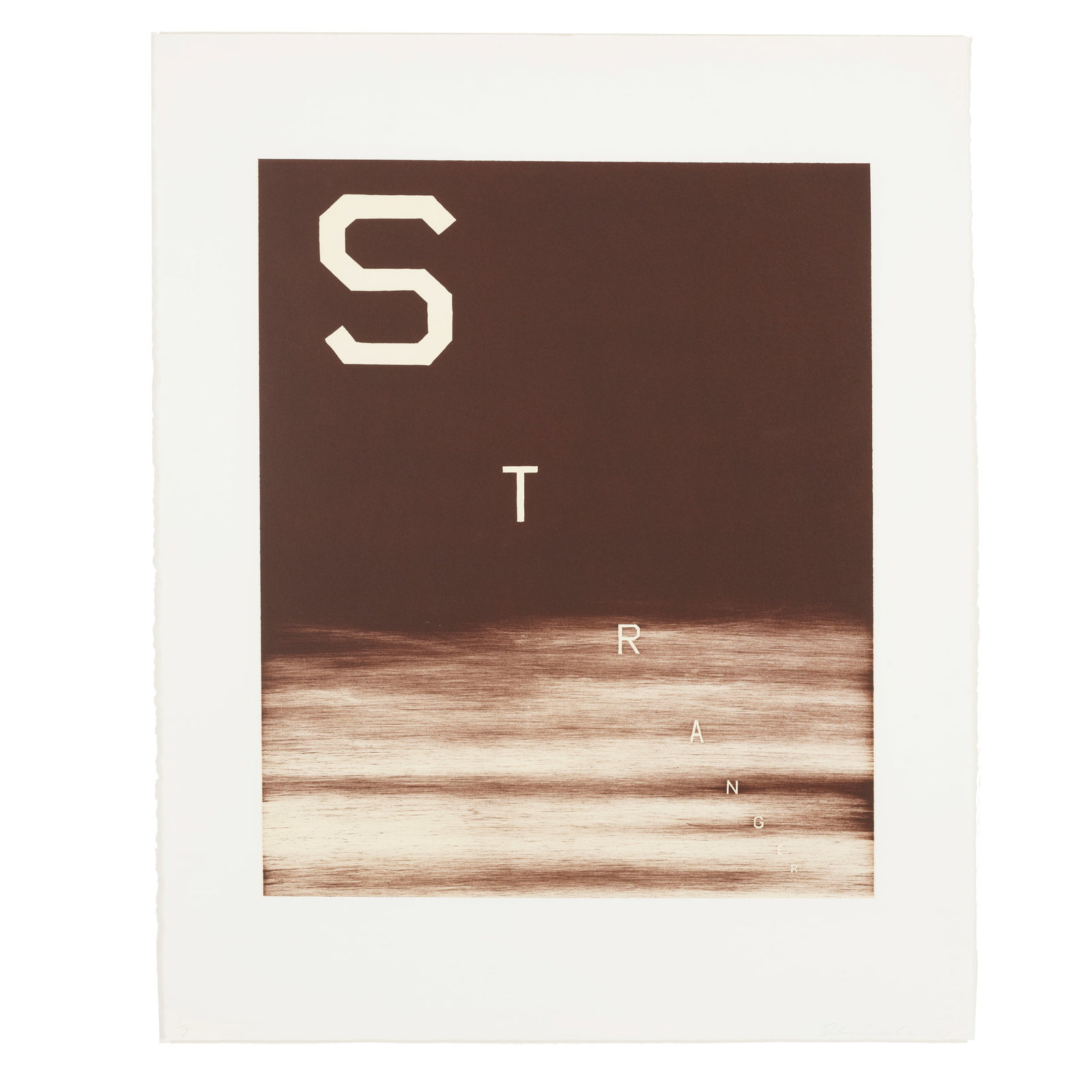 Ed Ruscha (born 1937); Stranger;: Ed Ruscha (born 1937) Stranger (Engberg 135), 1983 Lithograph in colors on wove paper, signed in pencil, dated and numbered 1/7, with the blindstamp of the publisher/printer, University of Houston, Te