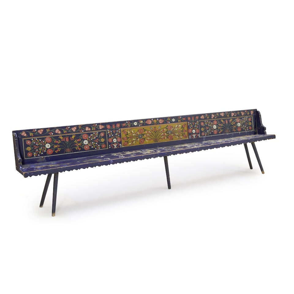 POLYCHROME DECORATED LONG BENCH (1 of 1)