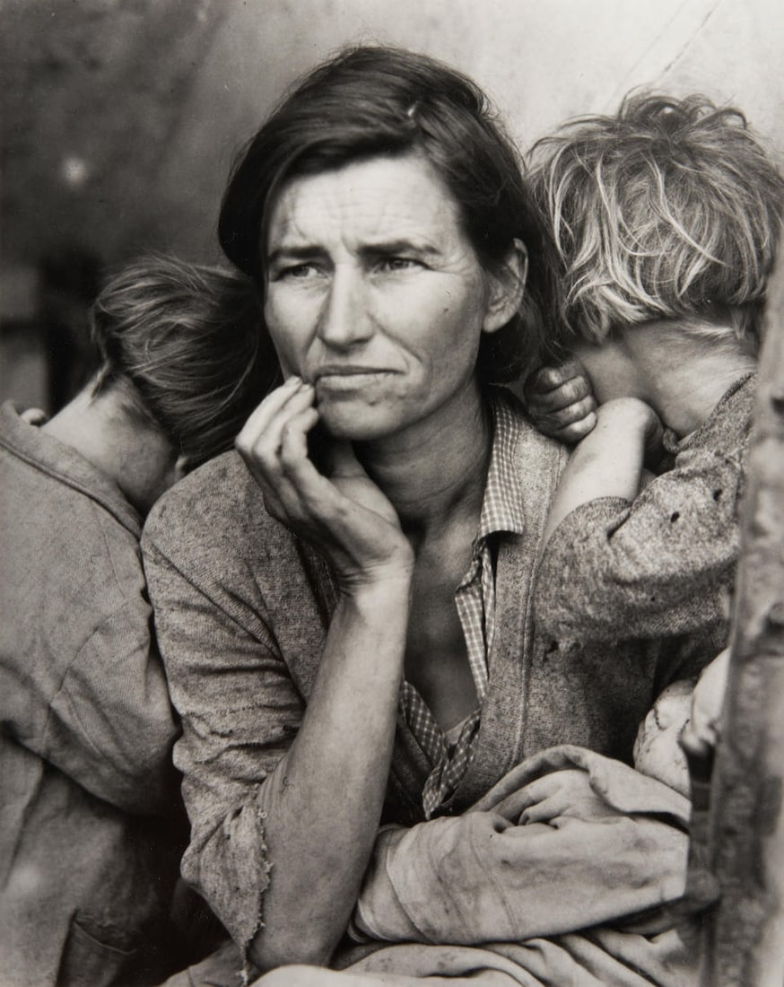 VARIOUS PHOTOGRAPHERS, EARLY 20TH CENTURY THREE FSA ERA PHOTOGRAPHS: VARIOUS PHOTOGRAPHERS, EARLY 20TH CENTURY THREE FSA ERA PHOTOGRAPHS • Migrant Mother, 1936, by Dorothea Lange; • Cabin Interior, 1936, by Walker Evans; • Snowy Night, 1940, by Marion